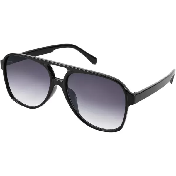 FEISEDY Vintage Retro 70s Plastic Aviator Sunglasses Women Men Classic Large Squared Frame B2751Black