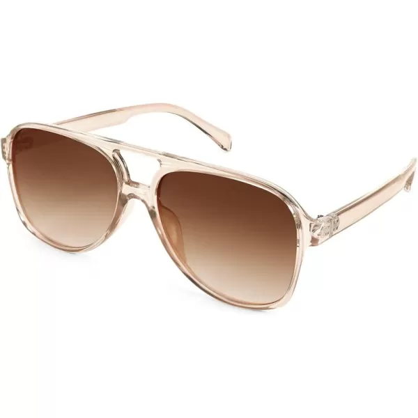 FEISEDY Vintage Retro 70s Plastic Aviator Sunglasses Women Men Classic Large Squared Frame B2751Champagne