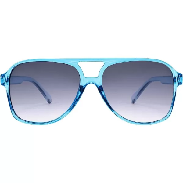 FEISEDY Vintage Retro 70s Plastic Aviator Sunglasses Women Men Classic Large Squared Frame B2751Clear Blue