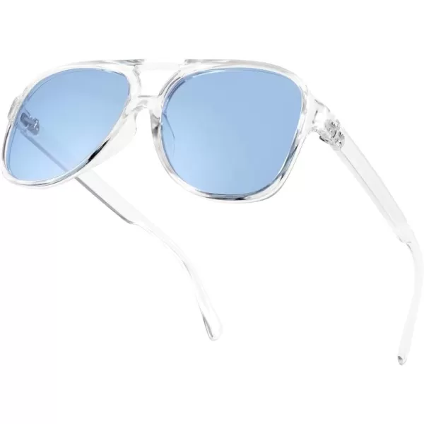 FEISEDY Vintage Retro 70s Plastic Aviator Sunglasses Women Men Classic Large Squared Frame B2751Polarized Clear Frame