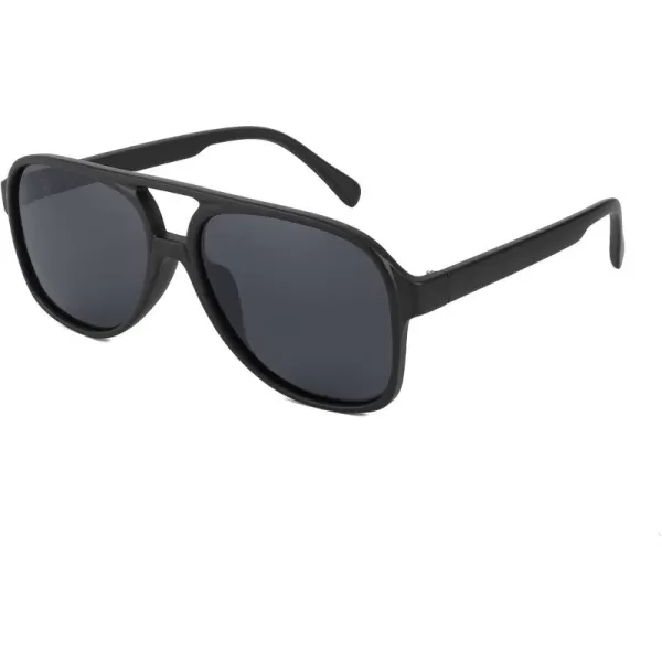 FEISEDY Vintage Retro 70s Plastic Aviator Sunglasses Women Men Classic Large Squared Frame B2751Polarized Matt Black