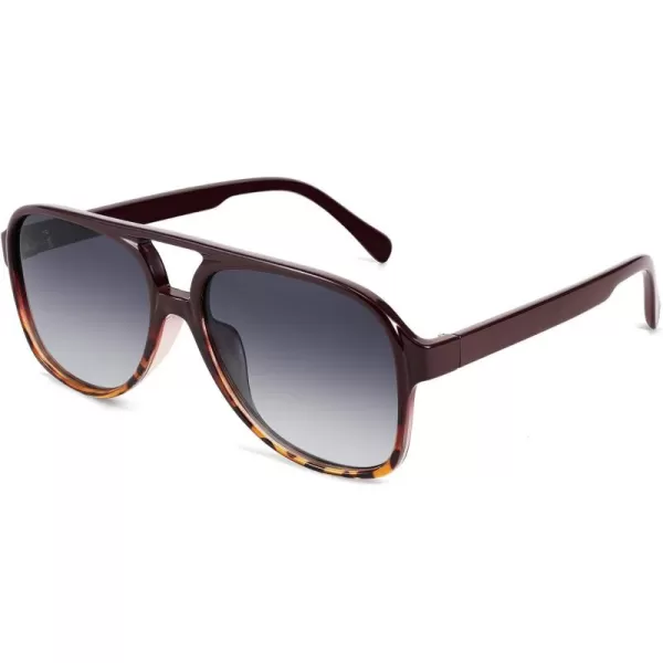 FEISEDY Vintage Retro 70s Plastic Aviator Sunglasses Women Men Classic Large Squared Frame B2751Polarized Red Leopard