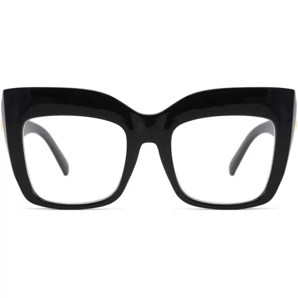 FEISEDY Womens Square Oversized Blue Light Filtering Reading Glasses B2627Black