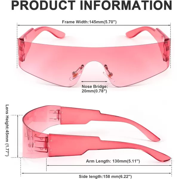 FEISEDY Futuristic Visor Punk Sunglasses Rimless One Piece Goggles Miorred Shades Women Men B2927Gradient Pink Mirrored