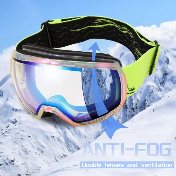 FEISEDY Goggles OTG  Over Glasses MotorcycleSkiSnowmobile Goggles for Men Women ampamp Youth  100 UV Protection B2960A1revoblue Vlt 57