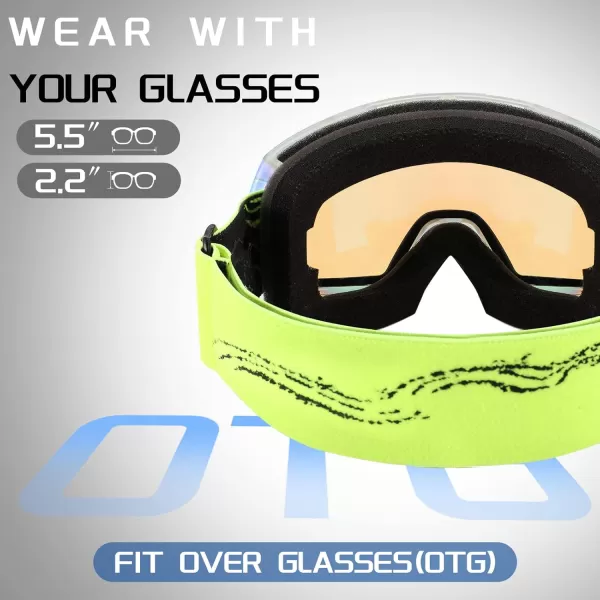 FEISEDY Goggles OTG  Over Glasses MotorcycleSkiSnowmobile Goggles for Men Women ampamp Youth  100 UV Protection B2960A1revoblue Vlt 57