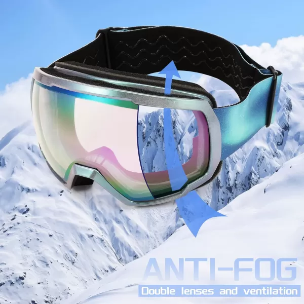 FEISEDY Goggles OTG  Over Glasses MotorcycleSkiSnowmobile Goggles for Men Women ampamp Youth  100 UV Protection B2960A1revopurple Vlt 69