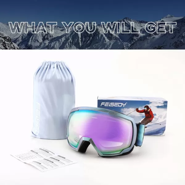 FEISEDY Goggles OTG  Over Glasses MotorcycleSkiSnowmobile Goggles for Men Women ampamp Youth  100 UV Protection B2960A1revopurple Vlt 69