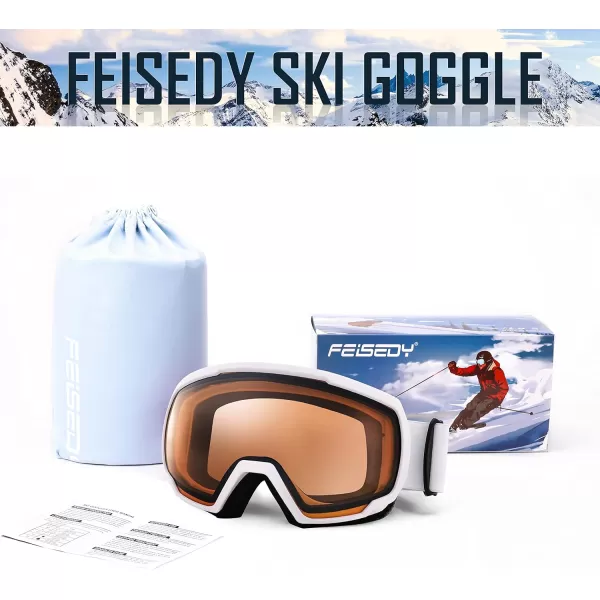 FEISEDY Goggles OTG  Over Glasses MotorcycleSkiSnowmobile Goggles for Men Women ampamp Youth  100 UV Protection B2960Orange Vlt 46