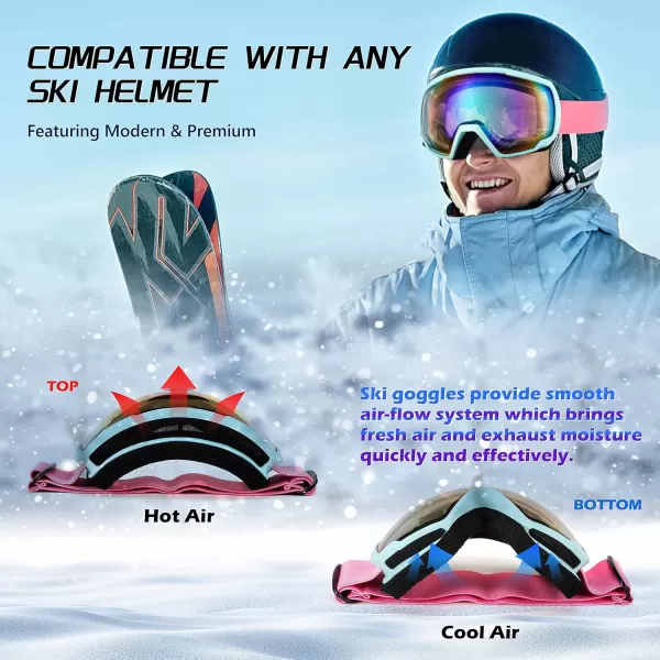 FEISEDY Goggles OTG  Over Glasses MotorcycleSkiSnowmobile Goggles for Men Women ampamp Youth  100 UV Protection B2960Orange Vlt 46