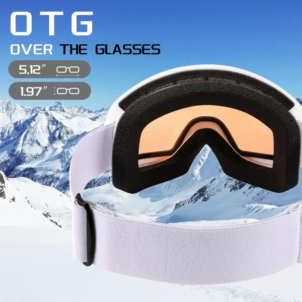 FEISEDY Goggles OTG  Over Glasses MotorcycleSkiSnowmobile Goggles for Men Women ampamp Youth  100 UV Protection B2960Orange Vlt 46