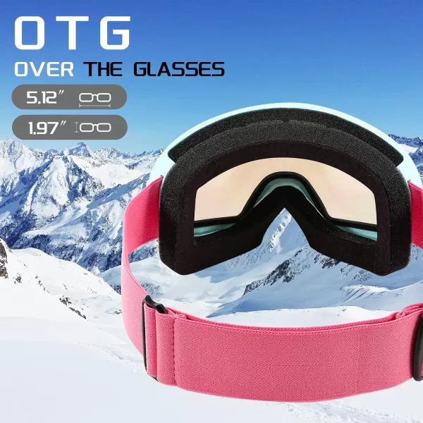 FEISEDY Goggles OTG  Over Glasses MotorcycleSkiSnowmobile Goggles for Men Women ampamp Youth  100 UV Protection B2960Revogreen Vlt 43