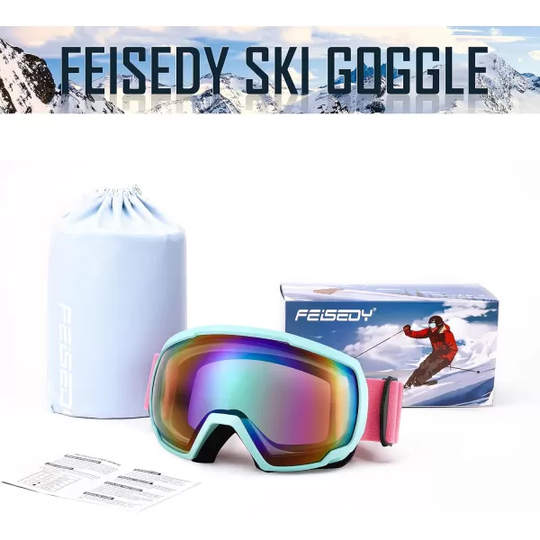FEISEDY Goggles OTG  Over Glasses MotorcycleSkiSnowmobile Goggles for Men Women ampamp Youth  100 UV Protection B2960Revogreen Vlt 43