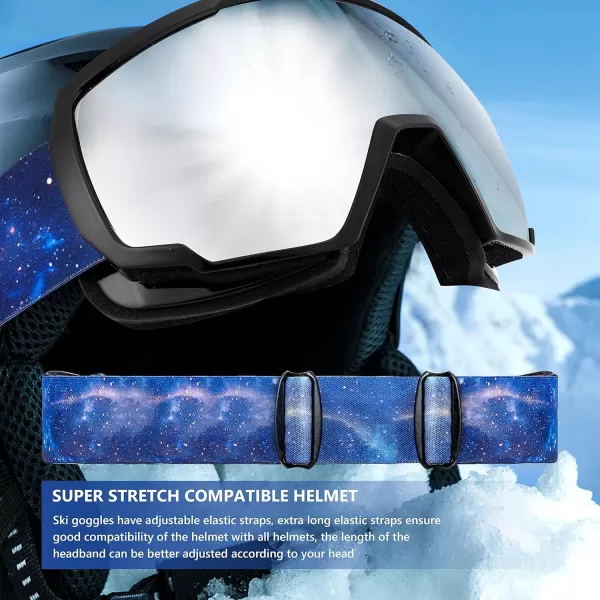 FEISEDY Goggles OTG  Over Glasses MotorcycleSkiSnowmobile Goggles for Men Women ampamp Youth  100 UV Protection B2960Silver Vlt 22