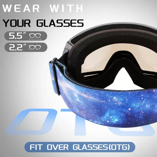 FEISEDY Goggles OTG  Over Glasses MotorcycleSkiSnowmobile Goggles for Men Women ampamp Youth  100 UV Protection B2960Silver Vlt 22
