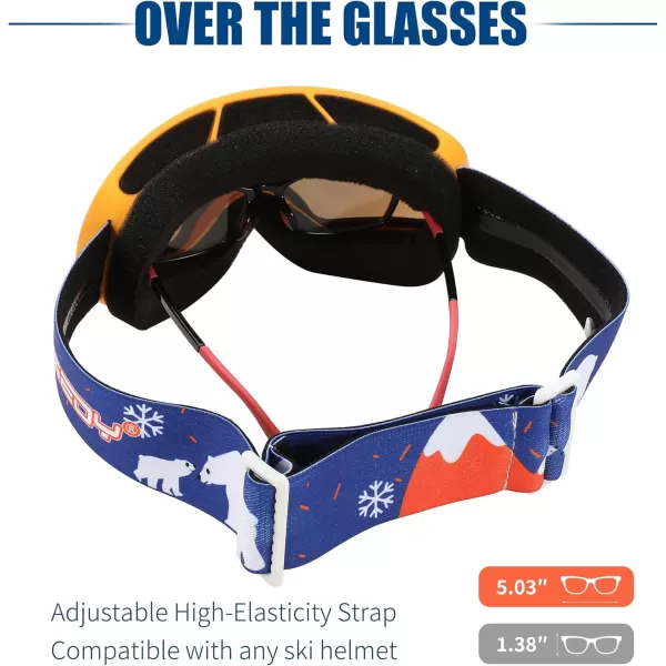FEISEDY Kids Ski GogglesSnowboard Goggles for Boys Girl YouthOTG Anti Fog UV Protection Snow Goggles B0019Orange Frame  Red Mirrored Lens Vlt 11