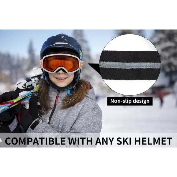 FEISEDY Kids Ski GogglesSnowboard Goggles for Boys Girl YouthOTG Anti Fog UV Protection Snow Goggles B0019White Frame  Orange Mirrored Lens Vlt 34