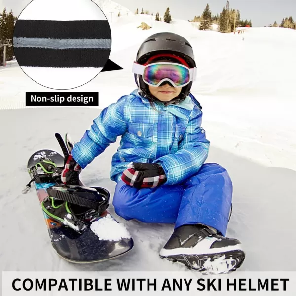 FEISEDY Kids Ski GogglesSnowboard Goggles for Boys Girl YouthOTG Anti Fog UV Protection Snow Goggles B0019White Frame  Purple Mirrored Lens Vlt 11