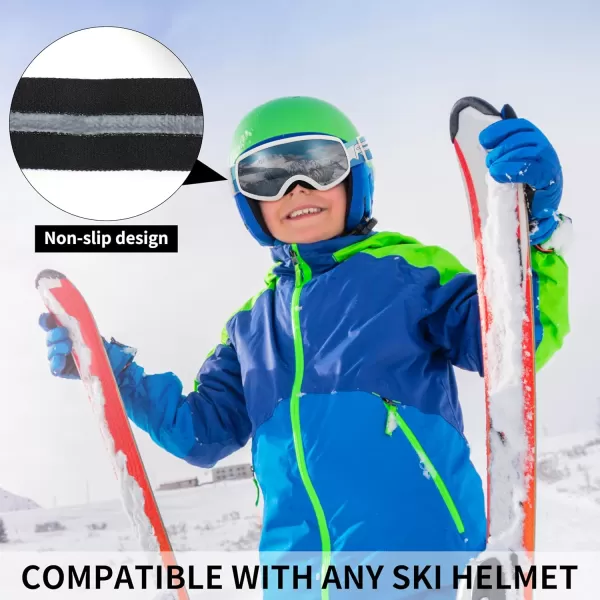 FEISEDY Kids Ski GogglesSnowboard Goggles for Boys Girl YouthOTG Anti Fog UV Protection Snow Goggles B0019White Frame  White Mirrored Lens Vlt 117