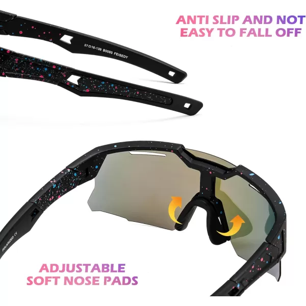 FEISEDY Kids Sunglasses Polarized Youth Baseball Sunglasses Sports Cycling Glasses UV400 for Boys Girls Age 814 B0093Black Frame Blue Mirrored Lens