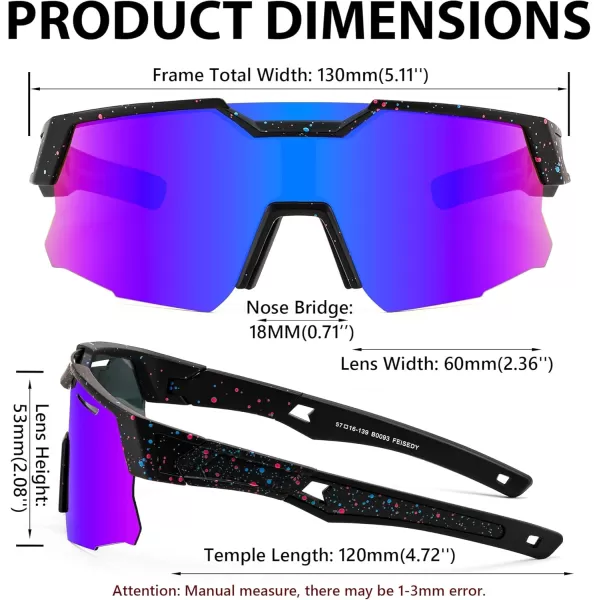 FEISEDY Kids Sunglasses Polarized Youth Baseball Sunglasses Sports Cycling Glasses UV400 for Boys Girls Age 814 B0093Black Frame Blue Mirrored Lens