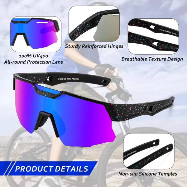 FEISEDY Kids Sunglasses Polarized Youth Baseball Sunglasses Sports Cycling Glasses UV400 for Boys Girls Age 814 B0093Black Frame Blue Mirrored Lens