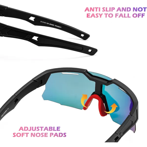 FEISEDY Kids Sunglasses Polarized Youth Baseball Sunglasses Sports Cycling Glasses UV400 for Boys Girls Age 814 B0093Black Frame Red Mirrored Lens