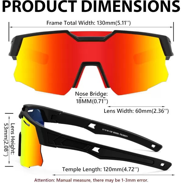 FEISEDY Kids Sunglasses Polarized Youth Baseball Sunglasses Sports Cycling Glasses UV400 for Boys Girls Age 814 B0093Black Frame Red Mirrored Lens