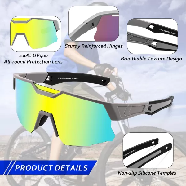 FEISEDY Kids Sunglasses Polarized Youth Baseball Sunglasses Sports Cycling Glasses UV400 for Boys Girls Age 814 B0093Grey Frame Gold Mirrored Lens