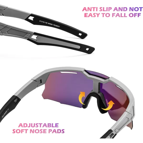 FEISEDY Kids Sunglasses Polarized Youth Baseball Sunglasses Sports Cycling Glasses UV400 for Boys Girls Age 814 B0093Grey Frame Gold Mirrored Lens