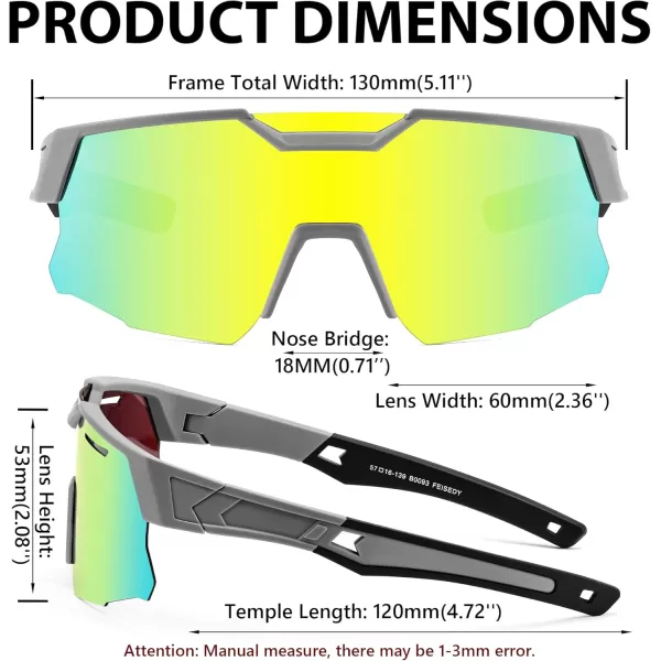 FEISEDY Kids Sunglasses Polarized Youth Baseball Sunglasses Sports Cycling Glasses UV400 for Boys Girls Age 814 B0093Grey Frame Gold Mirrored Lens