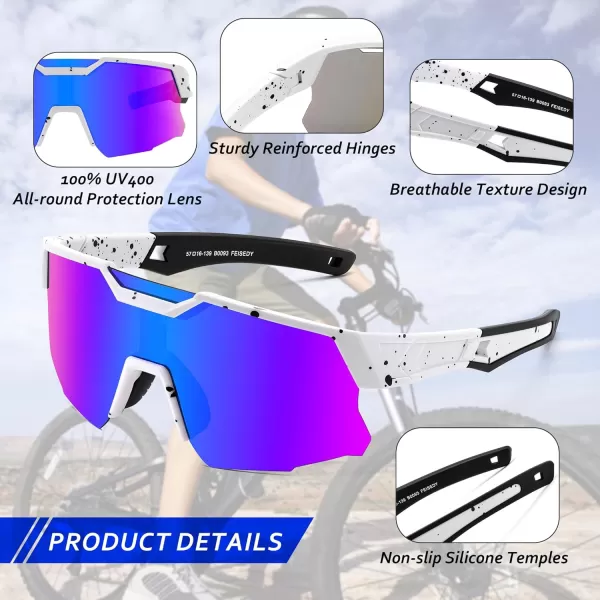 FEISEDY Kids Sunglasses Polarized Youth Baseball Sunglasses Sports Cycling Glasses UV400 for Boys Girls Age 814 B0093White Frame Blue Mirrored Lens