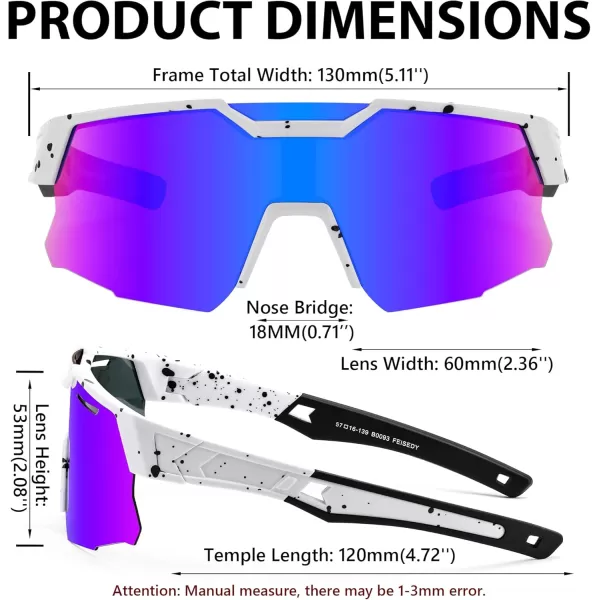 FEISEDY Kids Sunglasses Polarized Youth Baseball Sunglasses Sports Cycling Glasses UV400 for Boys Girls Age 814 B0093White Frame Blue Mirrored Lens