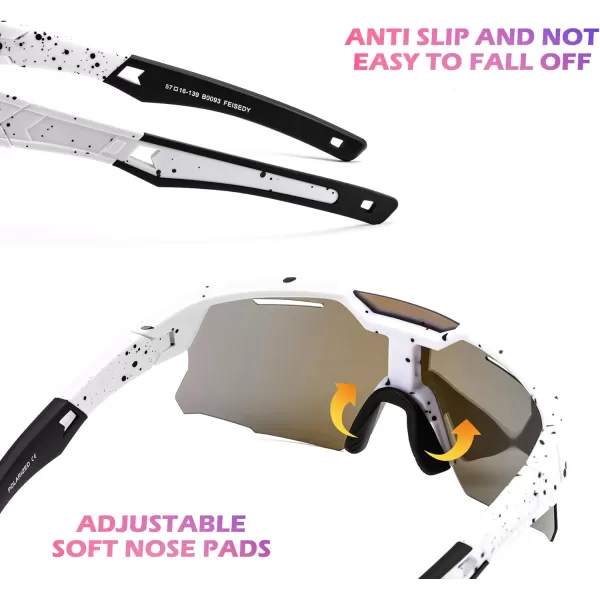 FEISEDY Kids Sunglasses Polarized Youth Baseball Sunglasses Sports Cycling Glasses UV400 for Boys Girls Age 814 B0093White Frame Blue Mirrored Lens