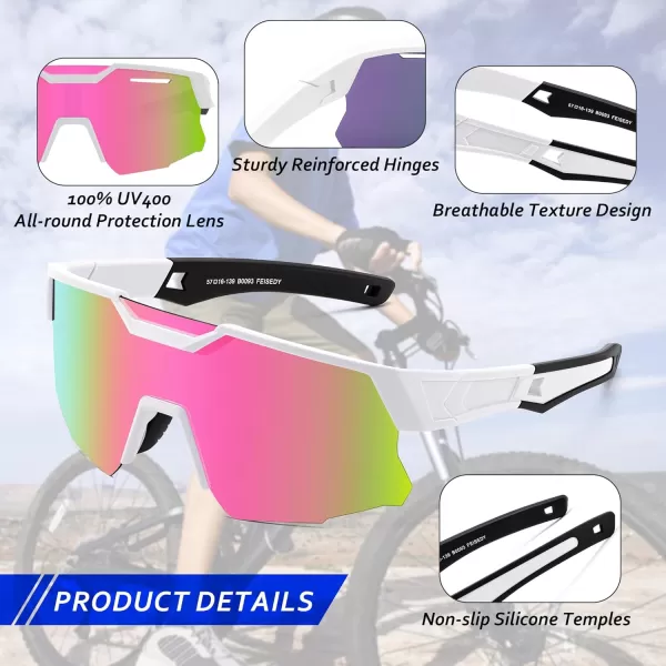 FEISEDY Kids Sunglasses Polarized Youth Baseball Sunglasses Sports Cycling Glasses UV400 for Boys Girls Age 814 B0093White Frame Pink Mirrored Lens