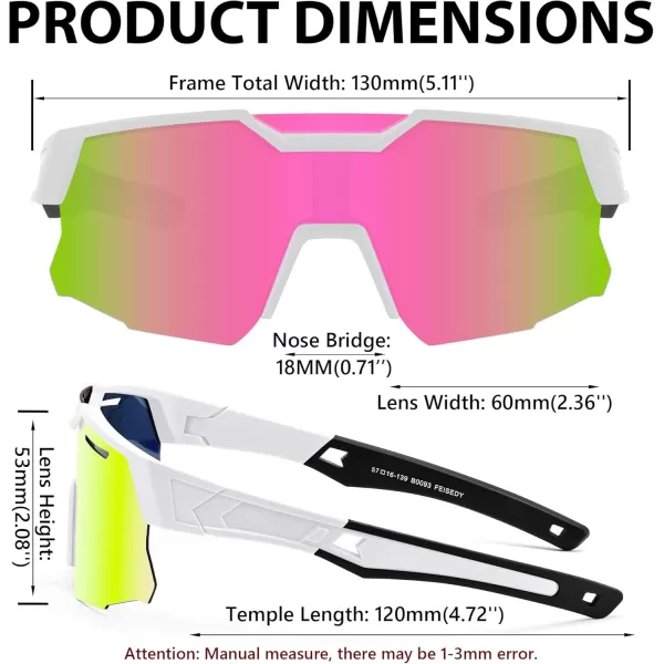 FEISEDY Kids Sunglasses Polarized Youth Baseball Sunglasses Sports Cycling Glasses UV400 for Boys Girls Age 814 B0093White Frame Pink Mirrored Lens
