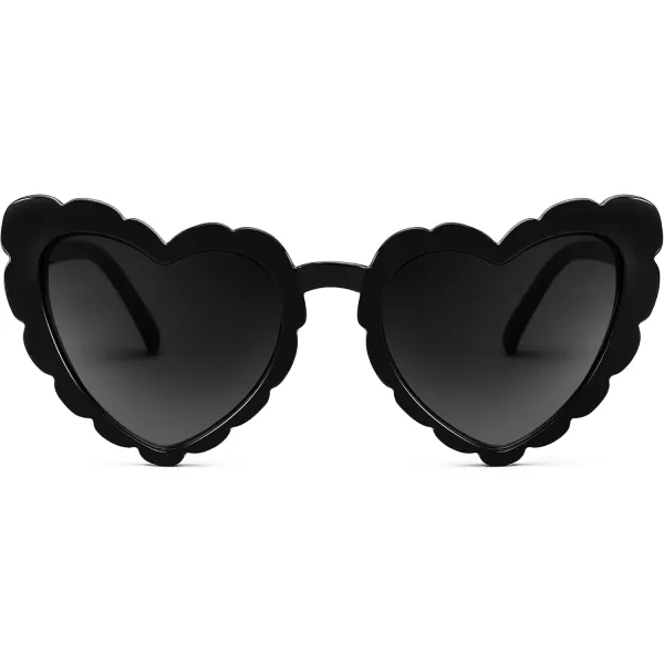 FEISEDY Love Heart Shaped Sunglasses for Women Trendy Retro Cat Eye Mod Style Stylish Glasses B2336001 Black Grey Lens