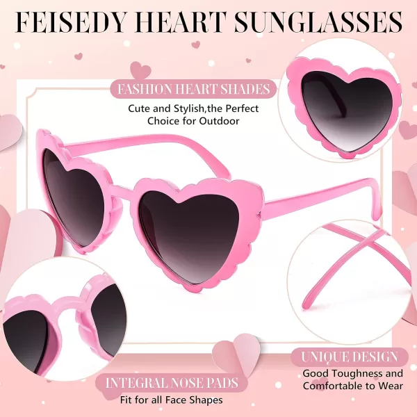 FEISEDY Love Heart Shaped Sunglasses for Women Trendy Retro Cat Eye Mod Style Stylish Glasses B2336003 Pink  Gradient Grey Lens