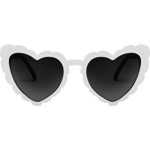 FEISEDY Love Heart Shaped Sunglasses for Women Trendy Retro Cat Eye Mod Style Stylish Glasses B2336004 White Grey Lens