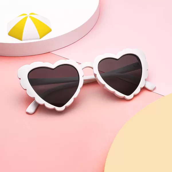 FEISEDY Love Heart Shaped Sunglasses for Women Trendy Retro Cat Eye Mod Style Stylish Glasses B2336004 White Grey Lens