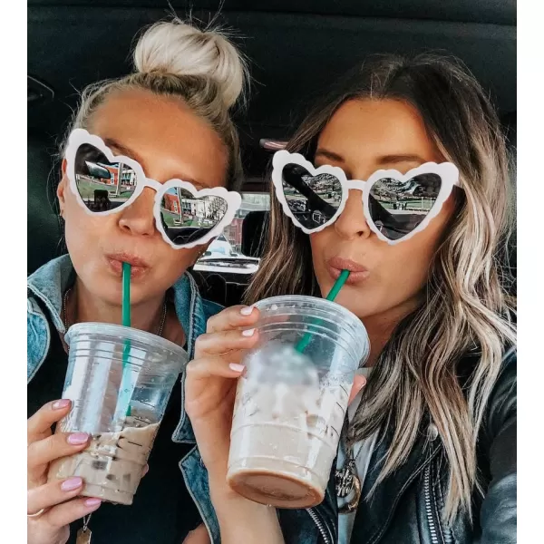 FEISEDY Love Heart Shaped Sunglasses for Women Trendy Retro Cat Eye Mod Style Stylish Glasses B2336004 White Grey Lens