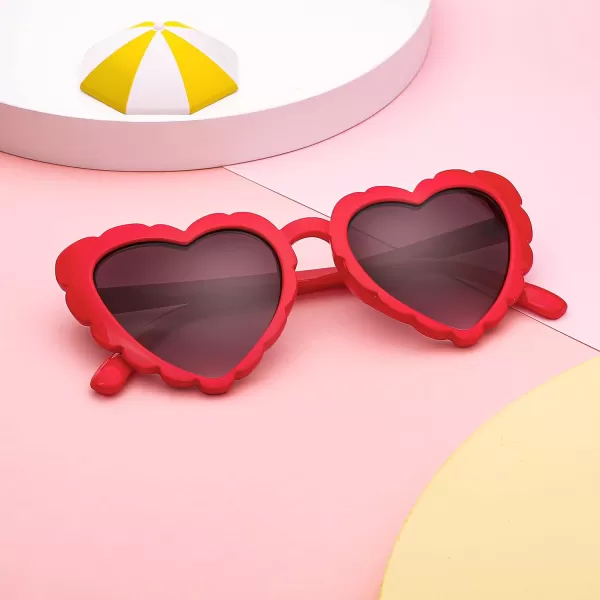 FEISEDY Love Heart Shaped Sunglasses for Women Trendy Retro Cat Eye Mod Style Stylish Glasses B2336005 Red  Gradient Grey Lens