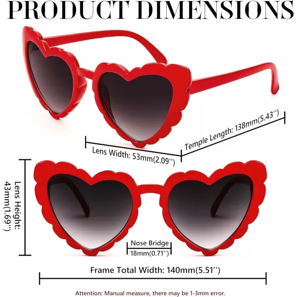 FEISEDY Love Heart Shaped Sunglasses for Women Trendy Retro Cat Eye Mod Style Stylish Glasses B2336005 Red  Gradient Grey Lens