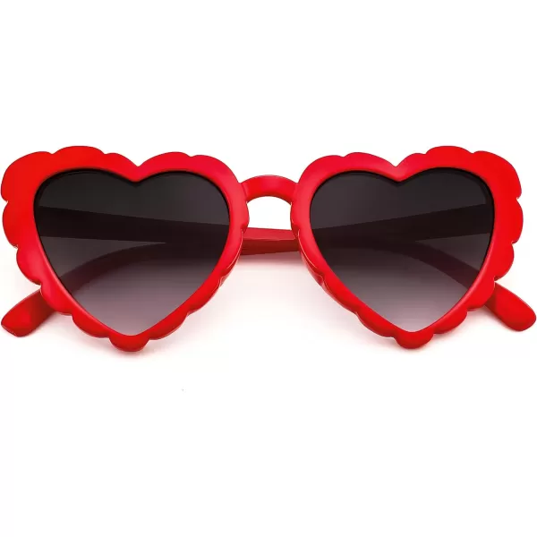 FEISEDY Love Heart Shaped Sunglasses for Women Trendy Retro Cat Eye Mod Style Stylish Glasses B2336005 Red  Gradient Grey Lens