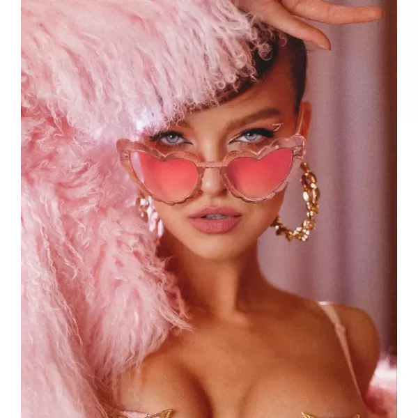 FEISEDY Love Heart Shaped Sunglasses for Women Trendy Retro Cat Eye Mod Style Stylish Glasses B2336006 Silverflash  Gradient Pink Lens