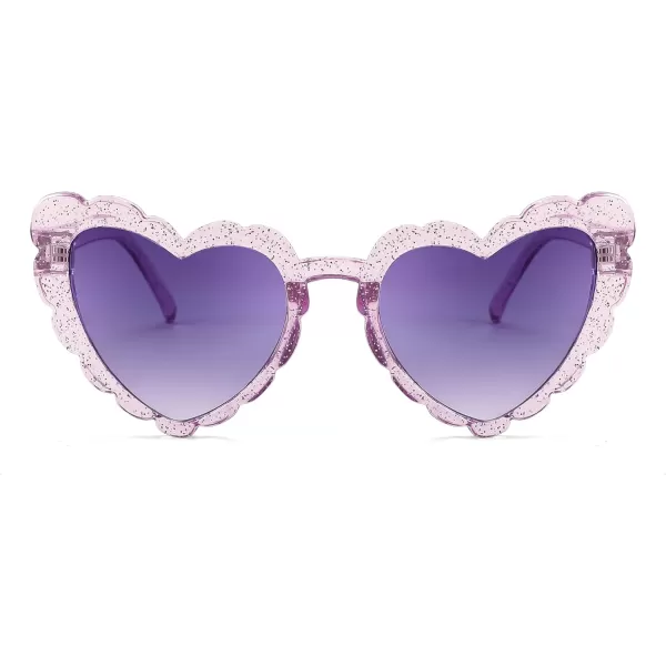 FEISEDY Love Heart Shaped Sunglasses for Women Trendy Retro Cat Eye Mod Style Stylish Glasses B2336007 Silverflash  Gradient Purple Lens