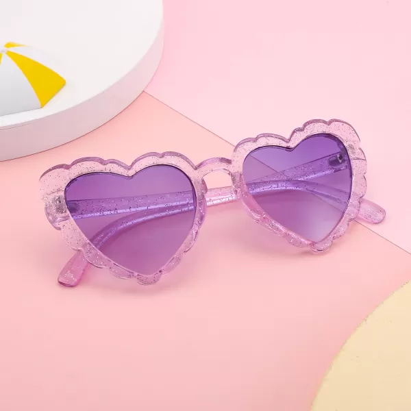 FEISEDY Love Heart Shaped Sunglasses for Women Trendy Retro Cat Eye Mod Style Stylish Glasses B2336007 Silverflash  Gradient Purple Lens