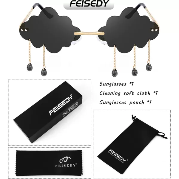 FEISEDY Retro Dripping Cloud Shaped Tassel Sunglasses Rimless Women Funny Party Disco Eyewear B2834Gray