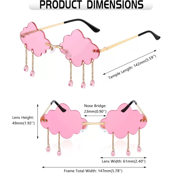FEISEDY Retro Dripping Cloud Shaped Tassel Sunglasses Rimless Women Funny Party Disco Eyewear B2834Pink