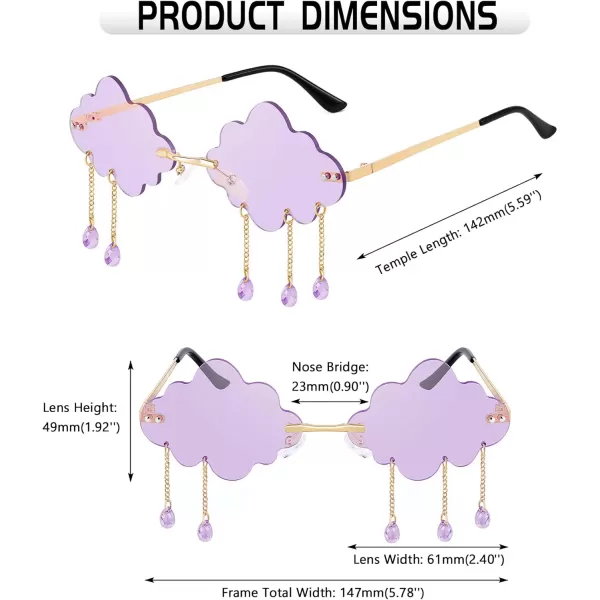 FEISEDY Retro Dripping Cloud Shaped Tassel Sunglasses Rimless Women Funny Party Disco Eyewear B2834Purple